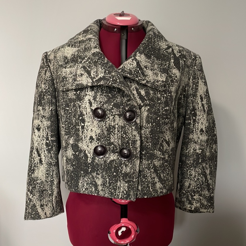 Cropped funnel neck coat